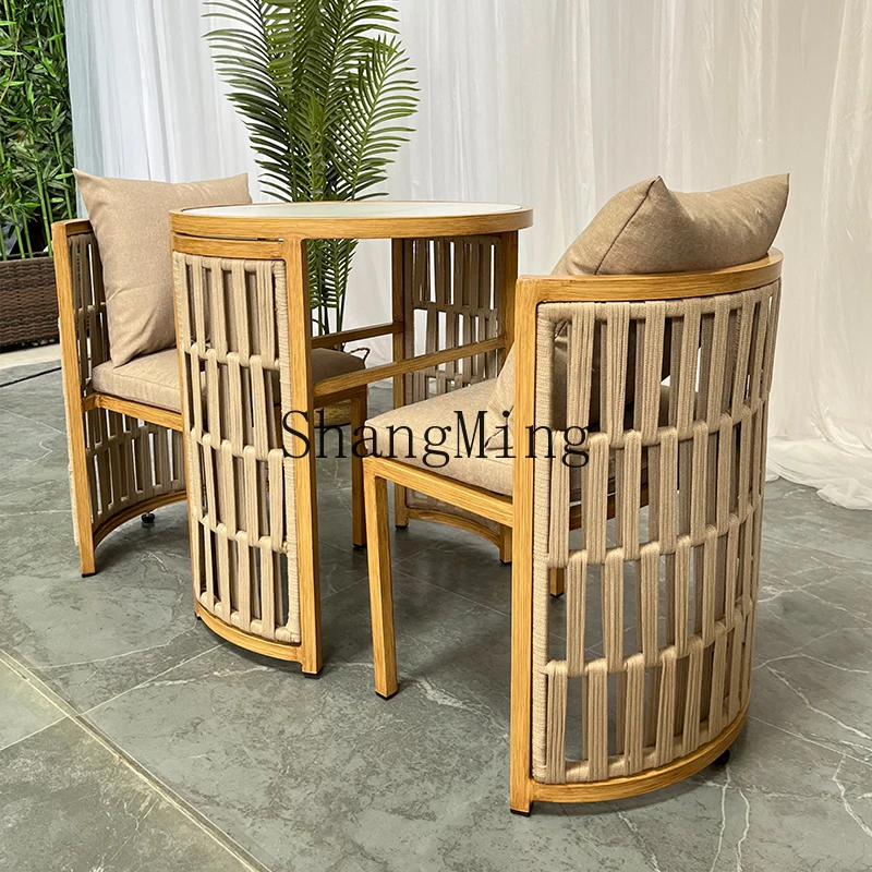 

CL exquisite rattan chair three-piece coffee combination mini outdoor small round table and chairs creative leisure