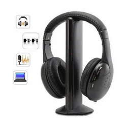 REDAMIGO 5 In 1 HiFi Wireless Headphones For TV Or Computer FM Radio Earphones Headsets With Microphone And Wireless Receiver