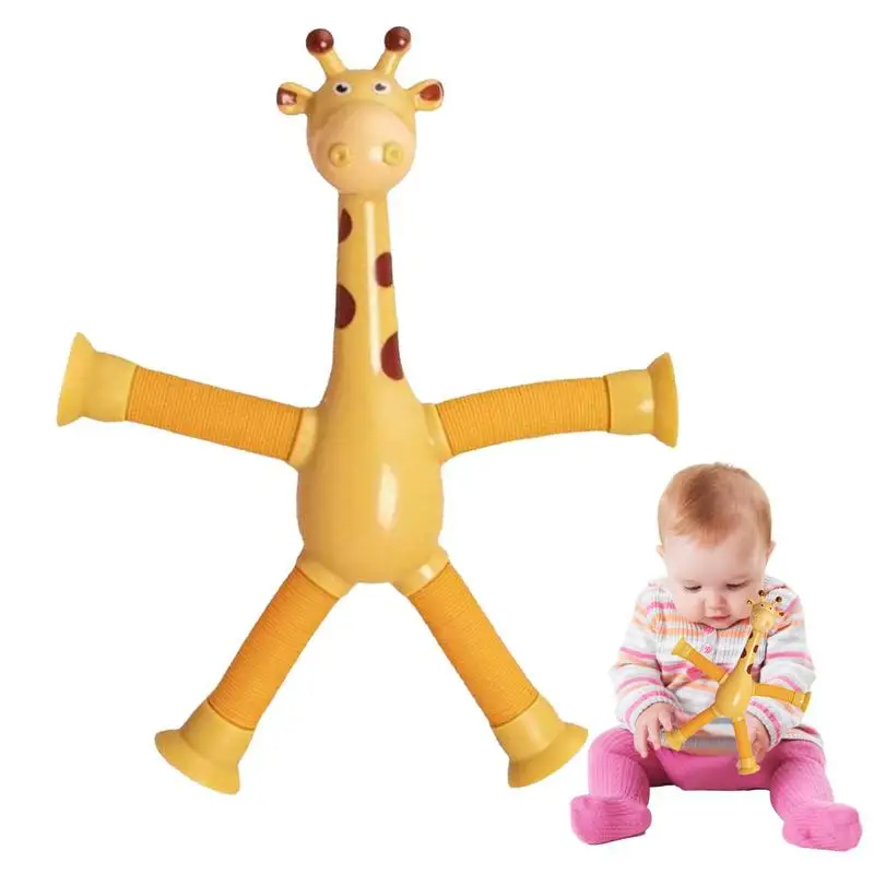 

Telescopic Suction Cup Giraffe Toy Shape Changing Giraffe Telescopic Tube Toy Telescopic Tube Cartoon Toys Stretch Novel