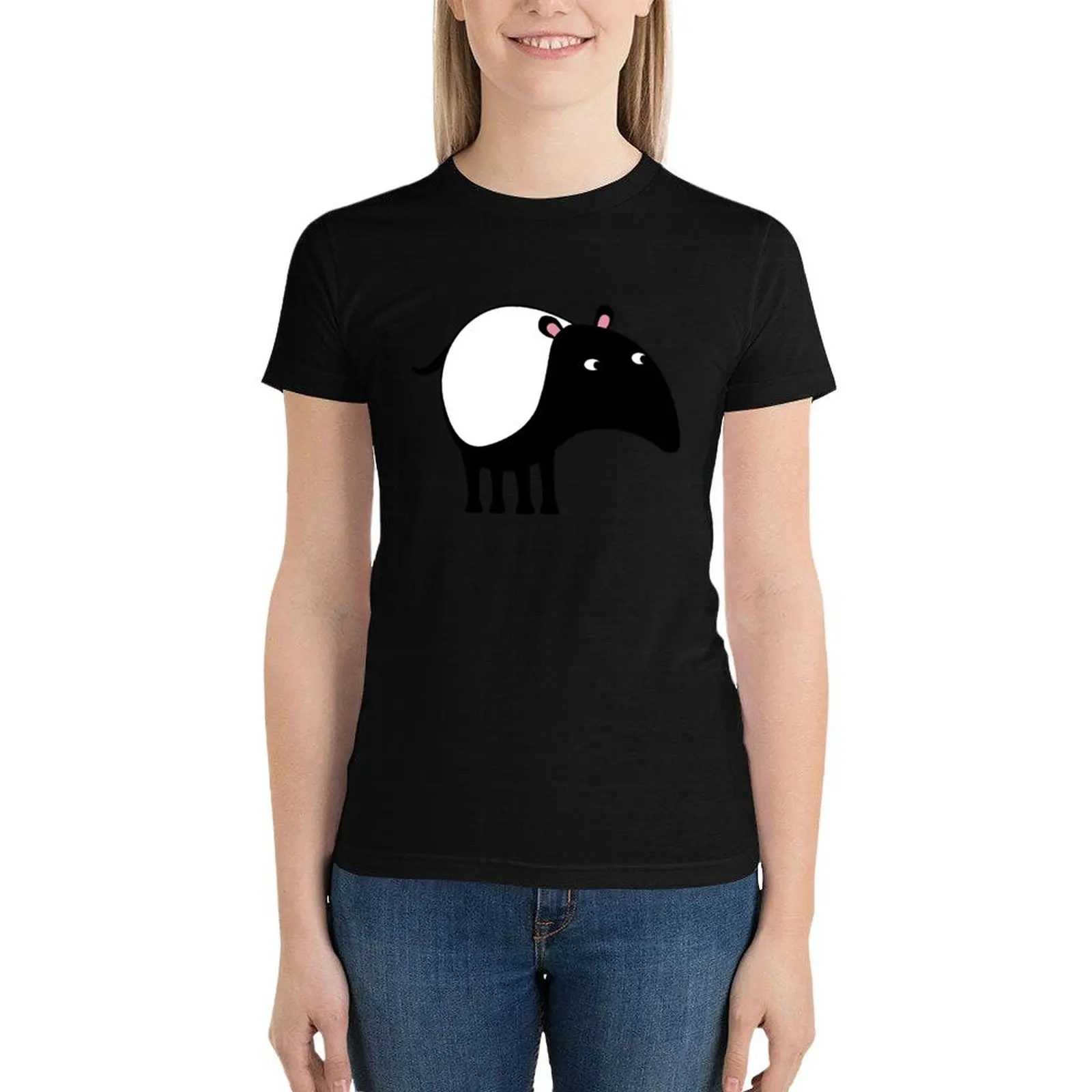 Camiseta Malayan Tapir para mulheres, roupas estéticas, tops verão, roupas para mulher