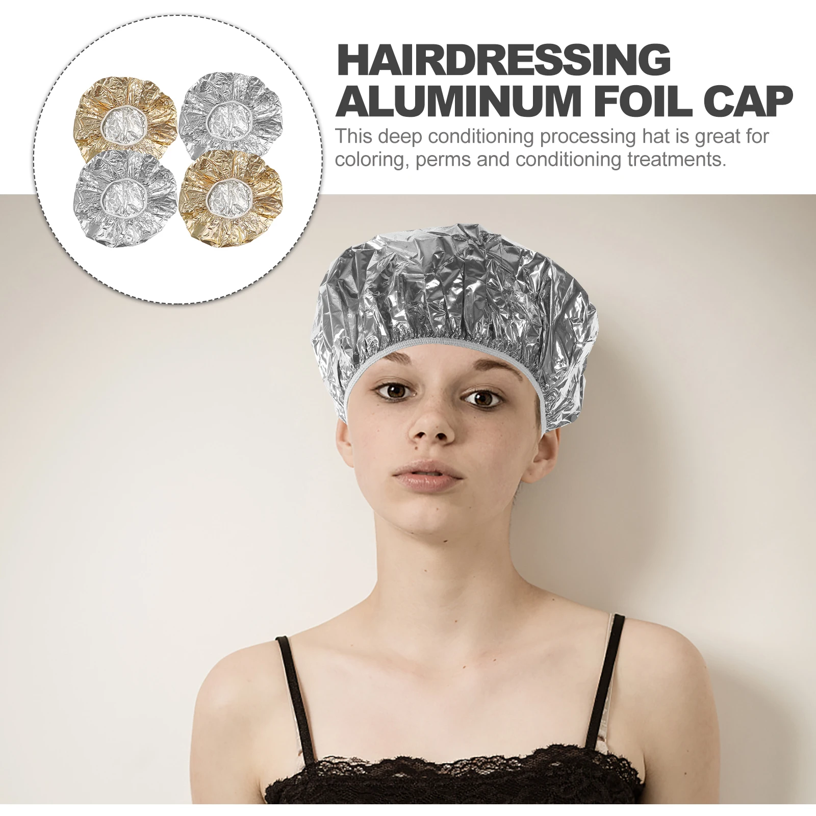 

4Pcs Aluminum Foil Caps Hair Processing Deep Conditioning Dye Coloring Women Salon Use 28cm Silver Gold