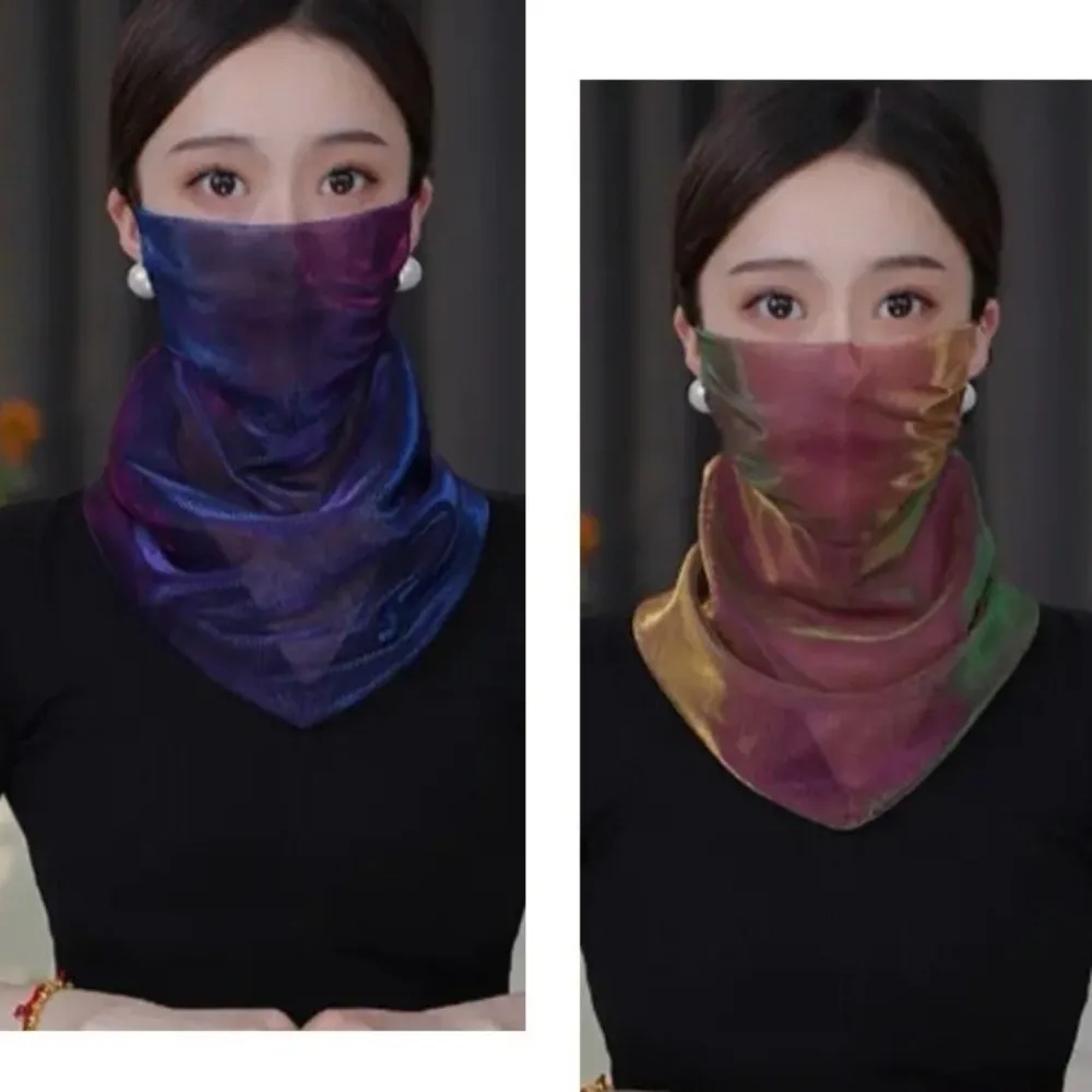 New Colorful Summer Sun Protection Veil Magnetic Multi-functional Pearl Silk Scarf Elegant Neck Warmer Pearl Scarf Yashmak