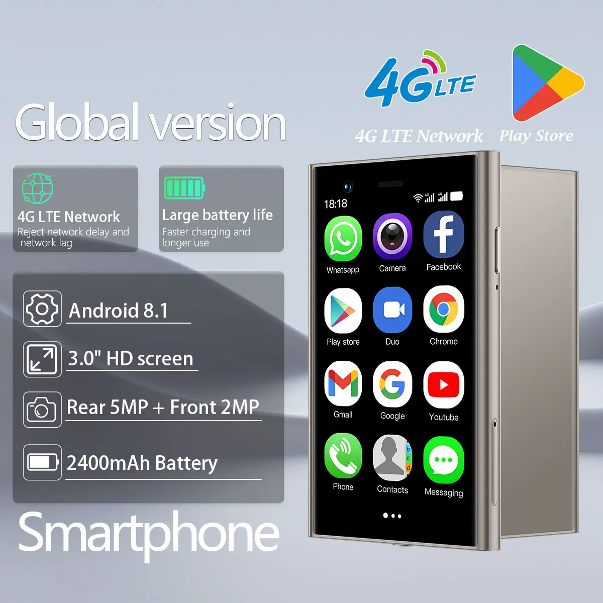 SOYES S24Pro Mini Smartphone 3.0-inch 2400mAh 2GB+16GB Storage Combination Dual Card 4G LTE High Speed Internet Experience