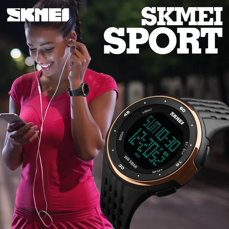 SKMEI 1219 Mens Ladies Digital Clock Relogio Masculino  Outdoor Sport Watches Men Women Waterproof LED Sport Military Watches