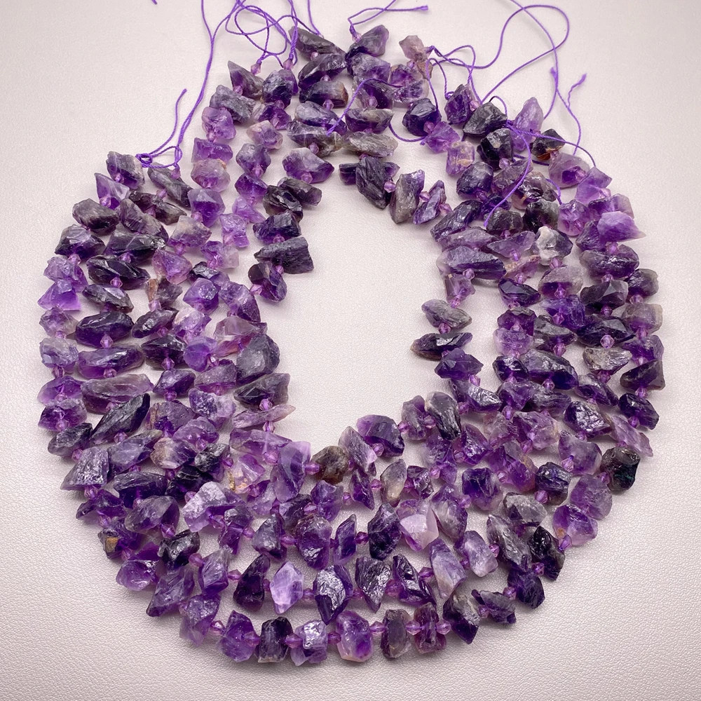 2 Strands Raw Natural Amethyst Freeform Rough Nugget Purple Gemstone 15.5