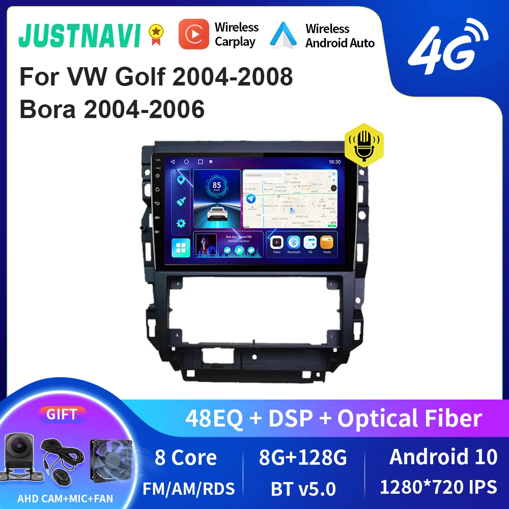 

JUSTNAVI QT10 CarPlay Android Auto Radio For Volkswagen Golf 2004-2008 /VW Bora 2004-2006 Car Multimedia Player 2din Head Unit