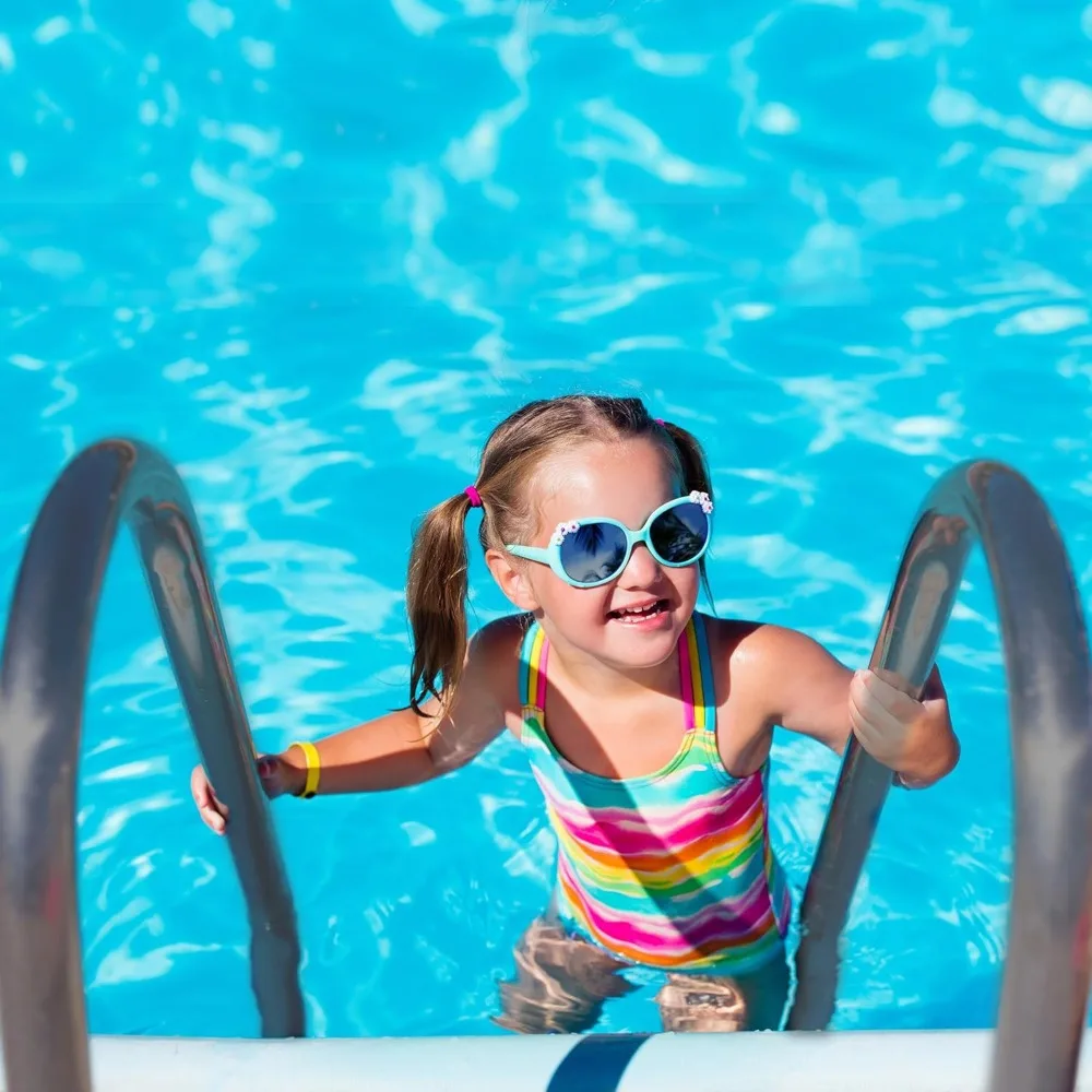 Corrimano per piscina in metallo con scala a 3 gradini con rivestimento in polimero per piscina interrata d'acqua dolce e salata, grigio grafite