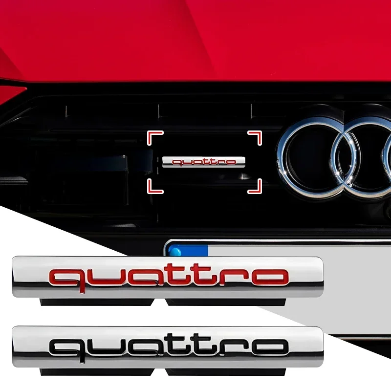 1 قطعة ثلاثية الأبعاد رسائل معدنية سيارة الجبهة مصبغة شارة ملصق Quattro شعار لأودي A1 A3 A4 A5 A7 A8 Q3 Q5 Q7 Q2L Q5L RS3 RS4 TT TTS