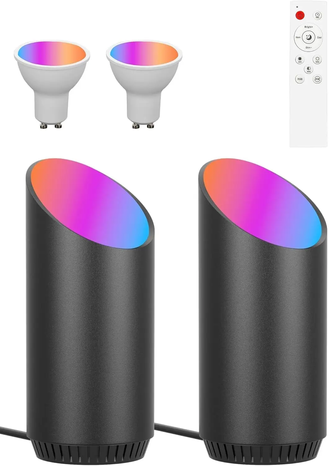 

Комплект из 2 RGB LED-светильников GU10, 6 Вт, для внутреннего освещения дома, акцентной подсветки, растений и произведений искусства, с кабелем 1,8 м и ножным выключателем