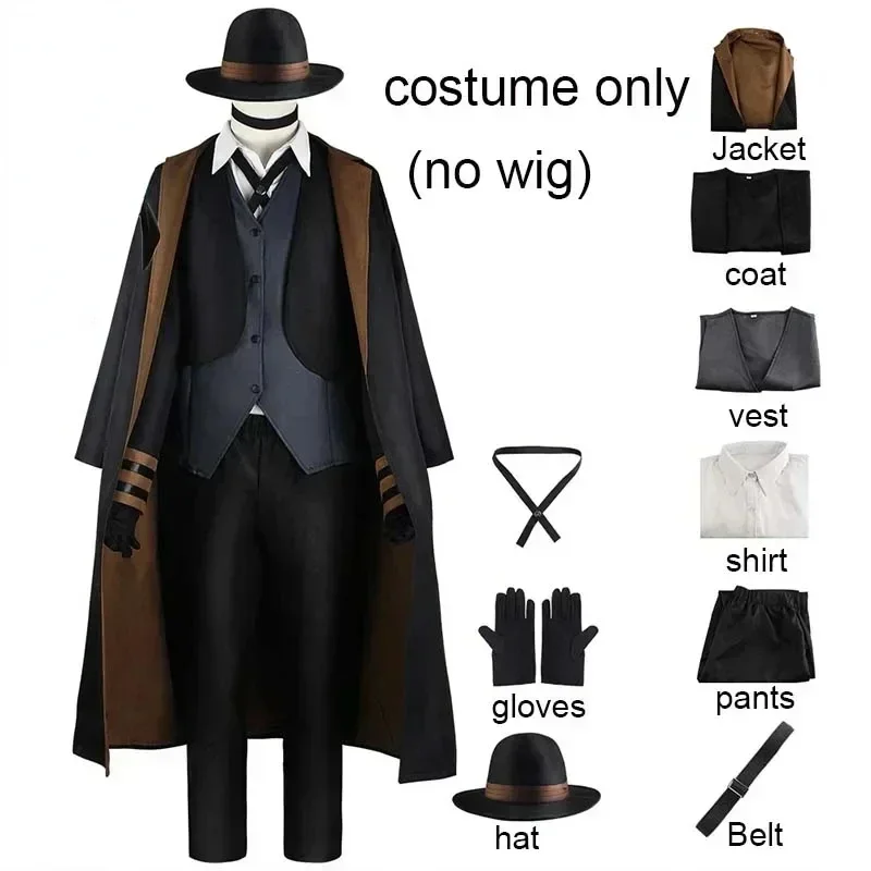 

Anime Bungou Stray Dogs Nakahara Chuuya Cosplay Costume Hat Glove Jacket Pants Men Women Suit Halloween Christmas Party Clothes