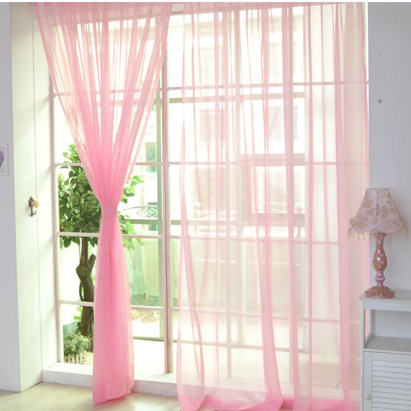 Tulle Curtain Window Colorful Divider Drape Home Room Scarf Curtain Decoration 2m * 1m Ornament Panel Hot Modern