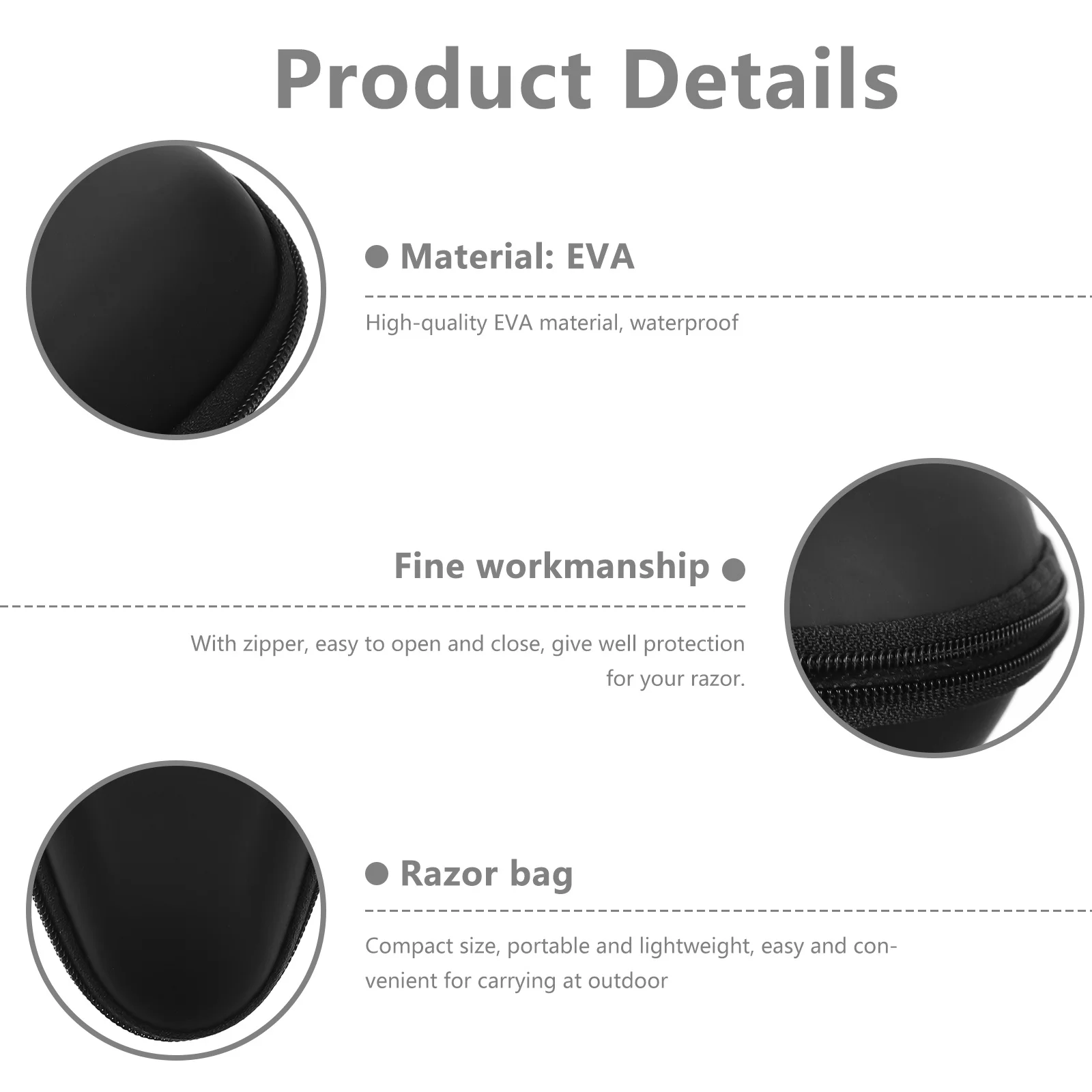 

Razor Travel Case Shockproof Waterproof Eva Material Zipper Closure Portable Lightweight Outdoor Protection Razor Case