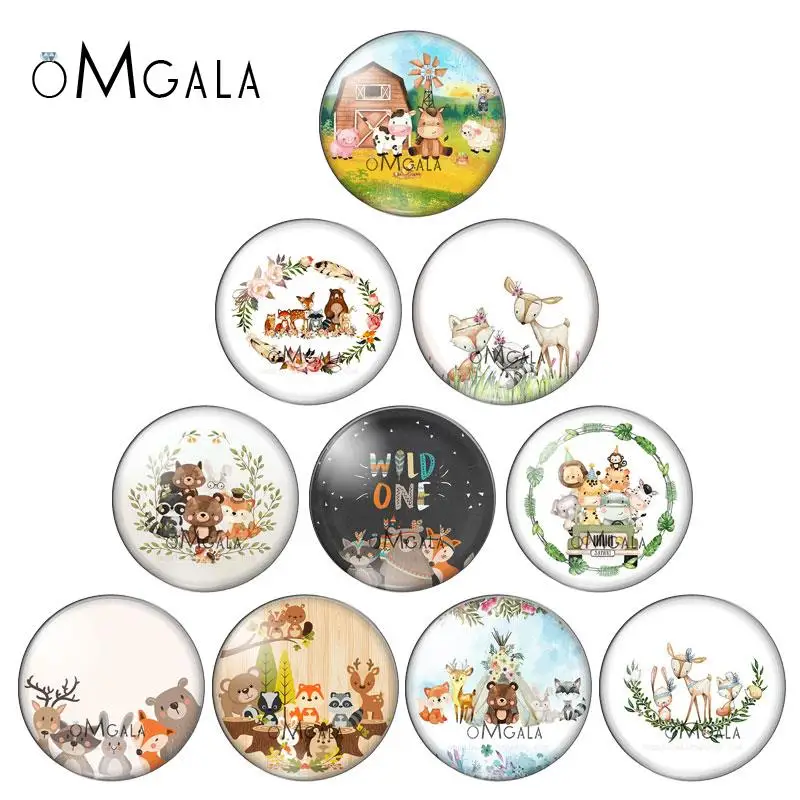 Cartoon Crazy Animals Drawings 8mm/10mm/ 12mm/14mm/16mm/18mm/20mm/25mm Round photo glass cabochon demo flat back Making findings