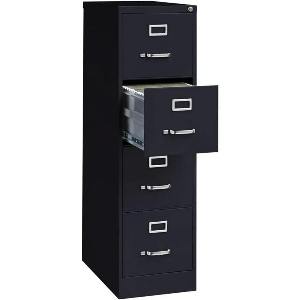 Row 4 Drawers 52" Vertical Black Metal Filing Cabinet Lockable Pre-Assembled Stationary Letter Size for Home, Office