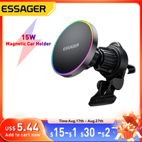 Essager 15W Magnetic Car Phone Holder Wireless Charger Stand For iPhone 16 15 14 13 Pro Max Charging for Magsafe Car Charger RGB