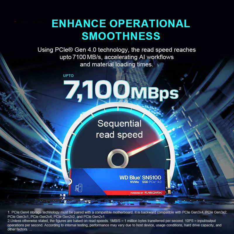 WD SN5100 SSD NVMe M.2 2280 PCIe Gen 4.0x4 500GB 1TB 2TB محرك الأقراص الصلبة الداخلي يصل إلى 7,100 ميجابايت/ثانية لأجهزة الكمبيوتر المحمولة