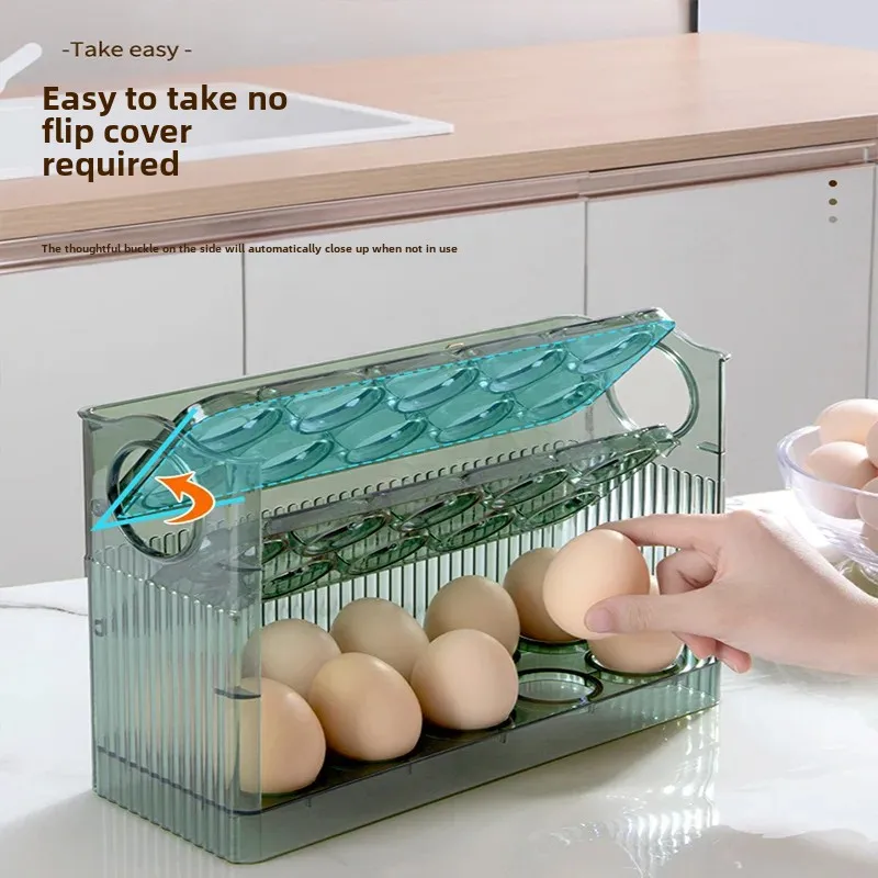 Egg Storage Box Automatic Turning Preservation Box For Fridge Side Door Kitchen Special Egg Holder Support Wholesale