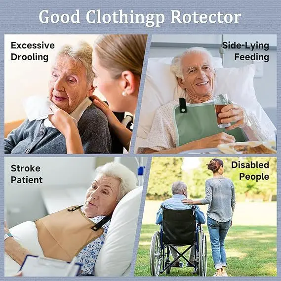 Waterproof Adult Bib for Elderly Eating, Oil-Proof Easy Clean Senior Bib with Adjustable Neck, Soft Lightweight  for Daily Use