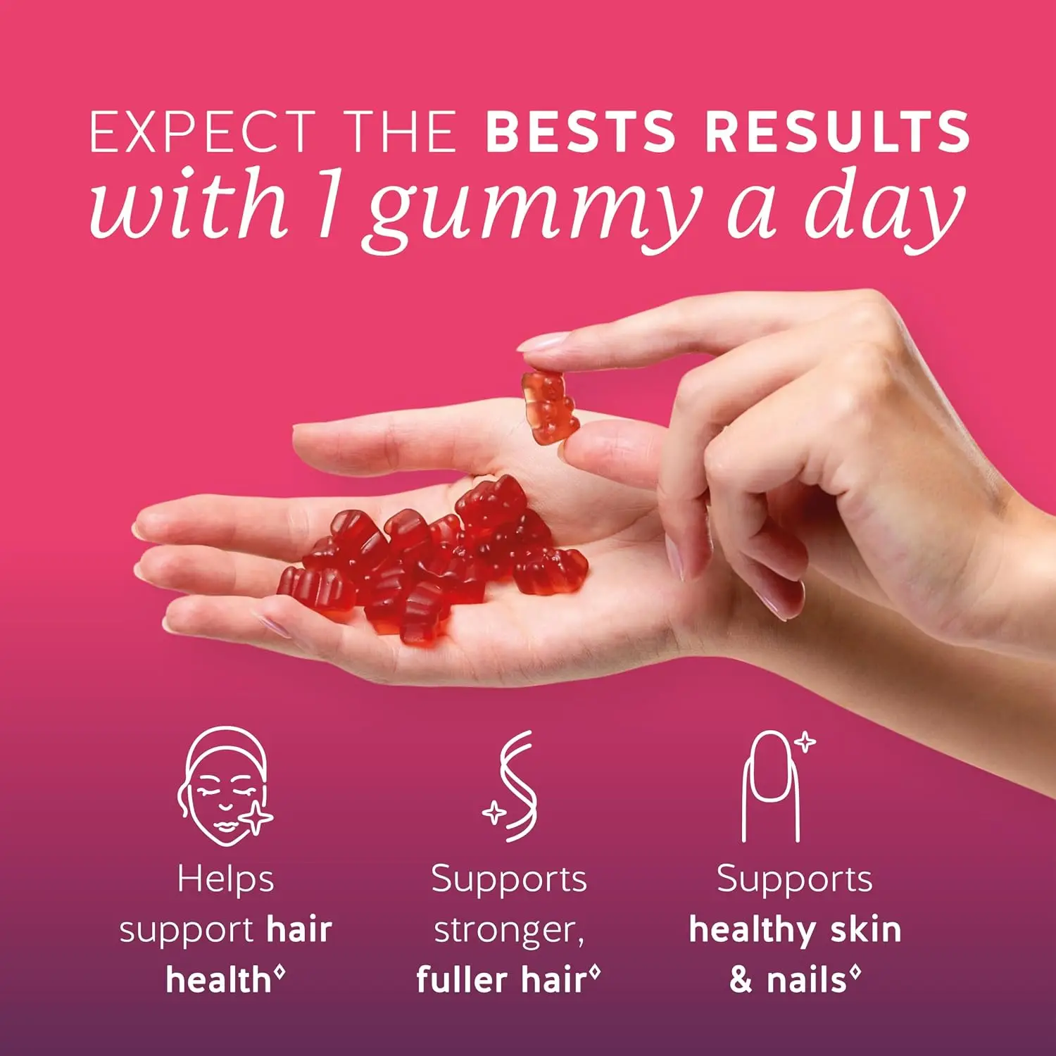 Biotin 5,000 mcg Hair Growth Gummies - Complete Beauty Formula Vegan to Support Healthy Hair, Glowing Skin and Stronger Nails