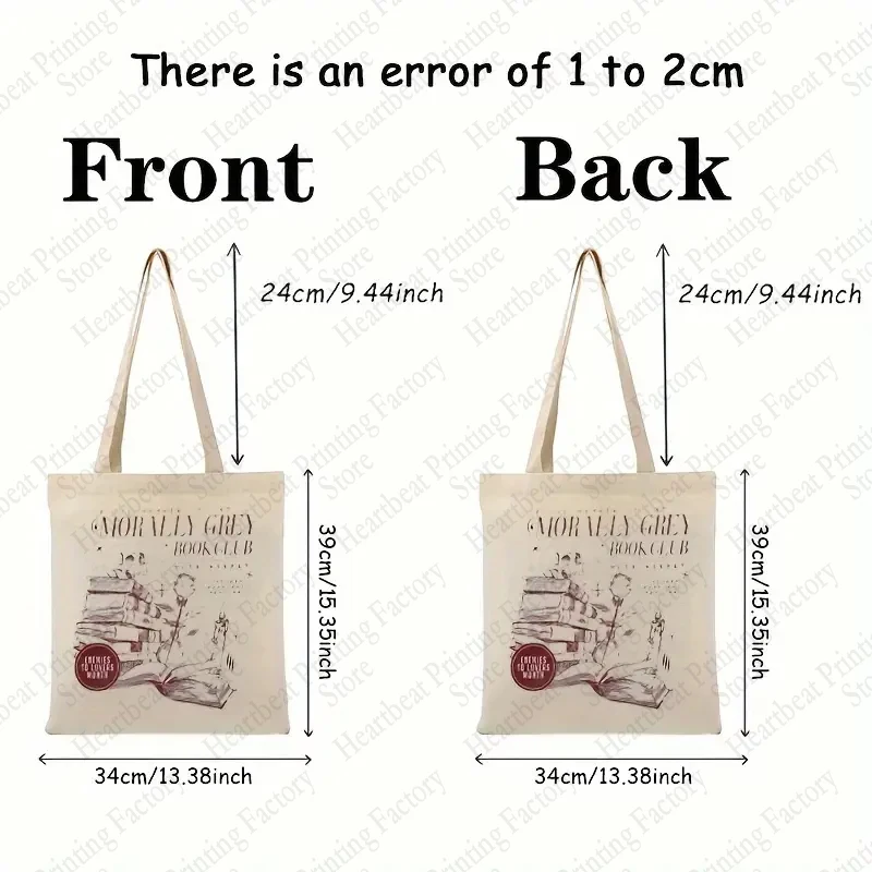 Athilless Grey Book Club Dark Romance Crewneck Pattern Tote Bag Bookish Gift for Book Lover Reader Canvas Shopping Bags