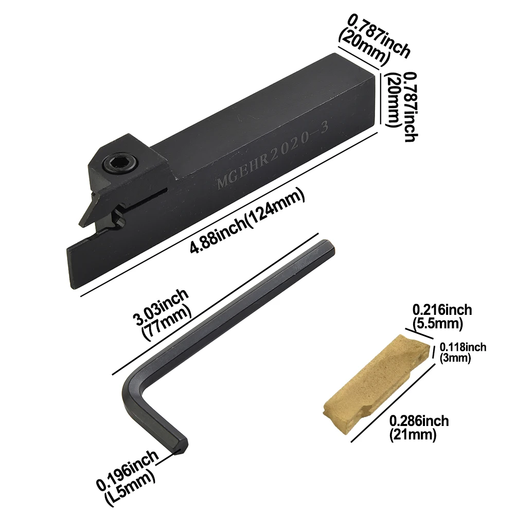 MGEHR2020-3 Lathe Tool Holder Carbide Inserts Cutter Cutting Tool 3mm Wide Alloy Steel 40CR Aluminum Alloy Brand New
