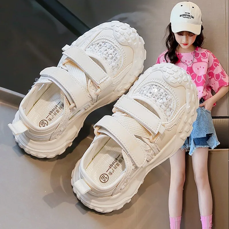 

Children Sport Sandals for Girls Mesh Breathable Sneaker Casual Beach Shoes Fashion Hollow Out Non-slip Flat Tenis Feminino