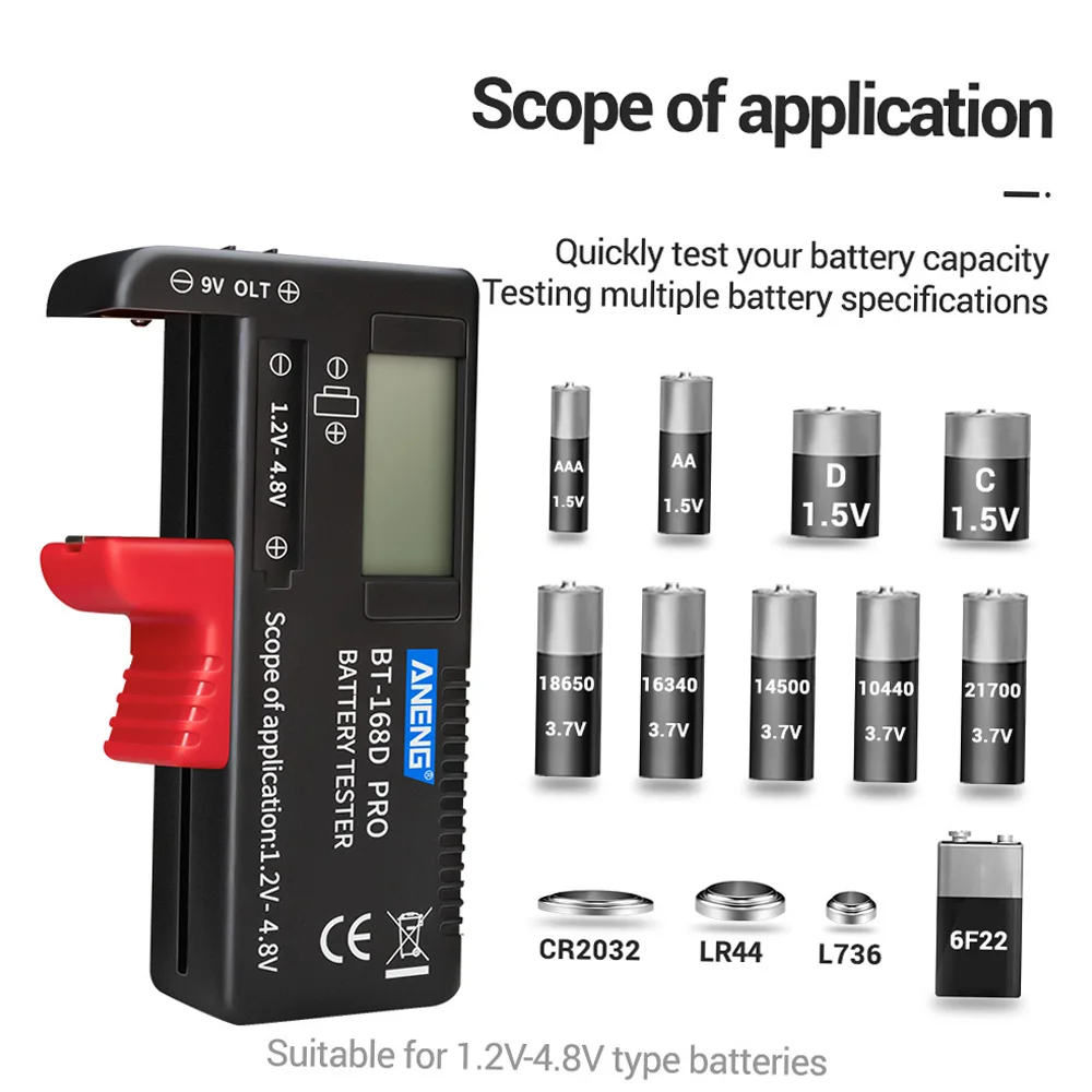 ANENG Universal Power Checker BT-168 PRO Battery Tester Digital Battery Capacity Checker Capacity Diagnostic Checking Battery