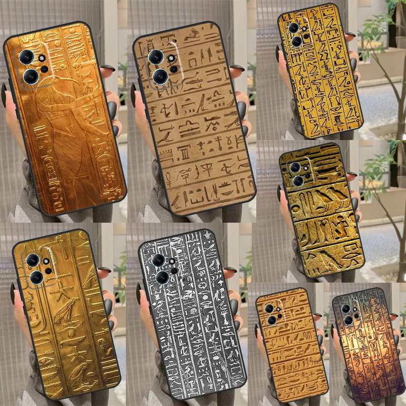 Egyptian Hieroglyphics Funda For Xiaomi Redmi 12 9A 9C 10A 10C 12C Case Redmi Note 9 8 10 11 12 Pro 9S 10S 11S 12S