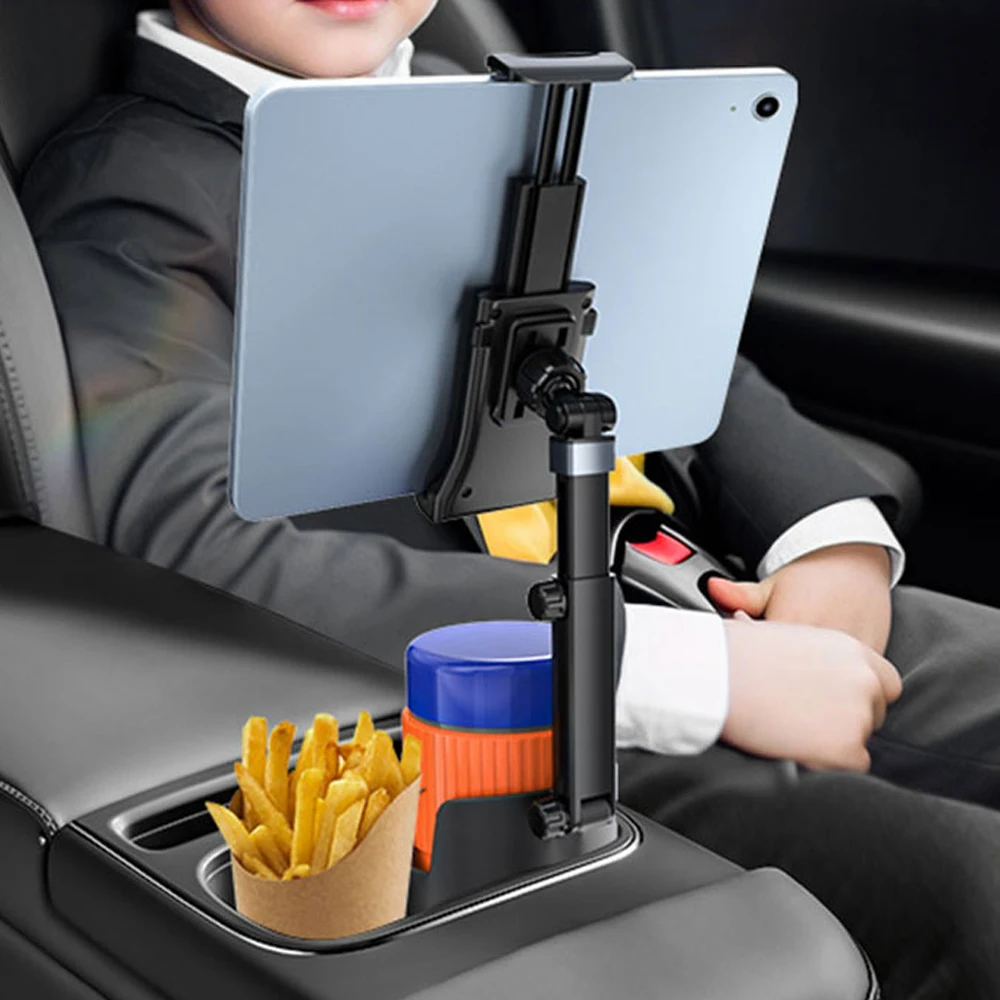 Car Cup Holder Tablet Phone Mount Adjustable Cup Base Vehicle Stand Bracket Navigation Road Trip Viewing Screen Support Screen