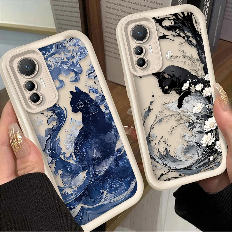 Case for Xiaomi 14T 13T 12T 11T 13 12 11 Lite 5G NE POCO X6 X5 F6 F5 F3 X4 GT X3 NFC M5S C65 M6 Pro Cool Splash-ink Cat Cover