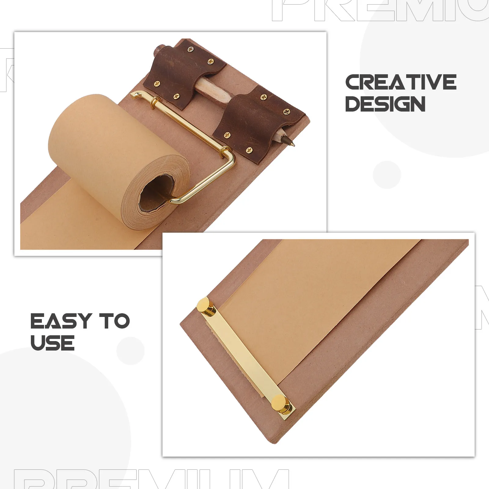 1Set Vintage Notepad Holder Wall Mounted Paper Roll Holder Wooden Pen Memo Notes Organizer Kitchen Office to Do List Board