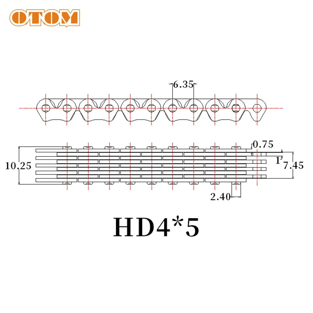 OTOM 4X5-104L Motorcycle Camshaft Cam Timing Chain 14401-KRN-671 For HONDA CRF250R 04-09 CRF250X 04-17 Transmission Spare Parts