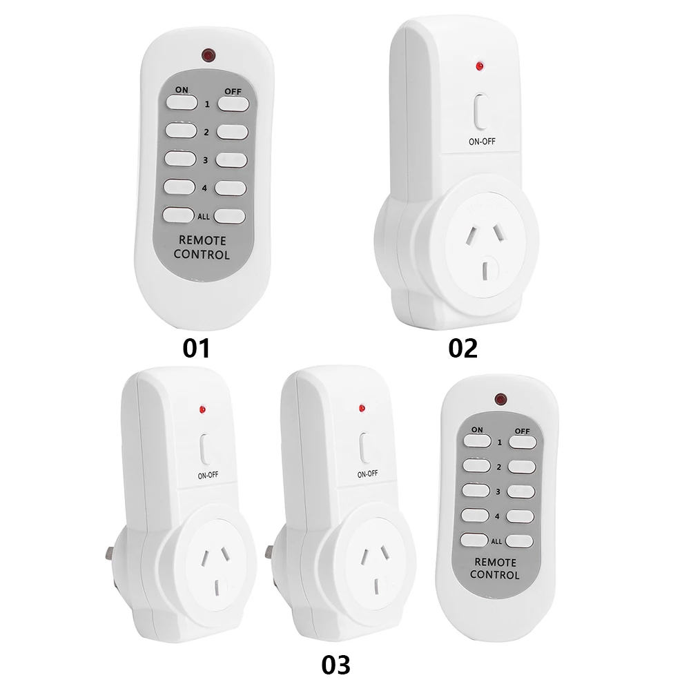 433.92MHz Wireless Remote Control 240V 50Hz 10A Wireless Remote Control Socket On/Off Smart Power Outlet Portable for Light Lamp