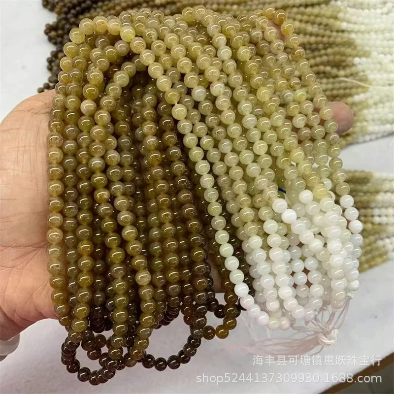 Natural Hetian Jade, Qemuo Sugar-Colored 6Mm Gradient Buddhist Prayer , Round Beads Crafts