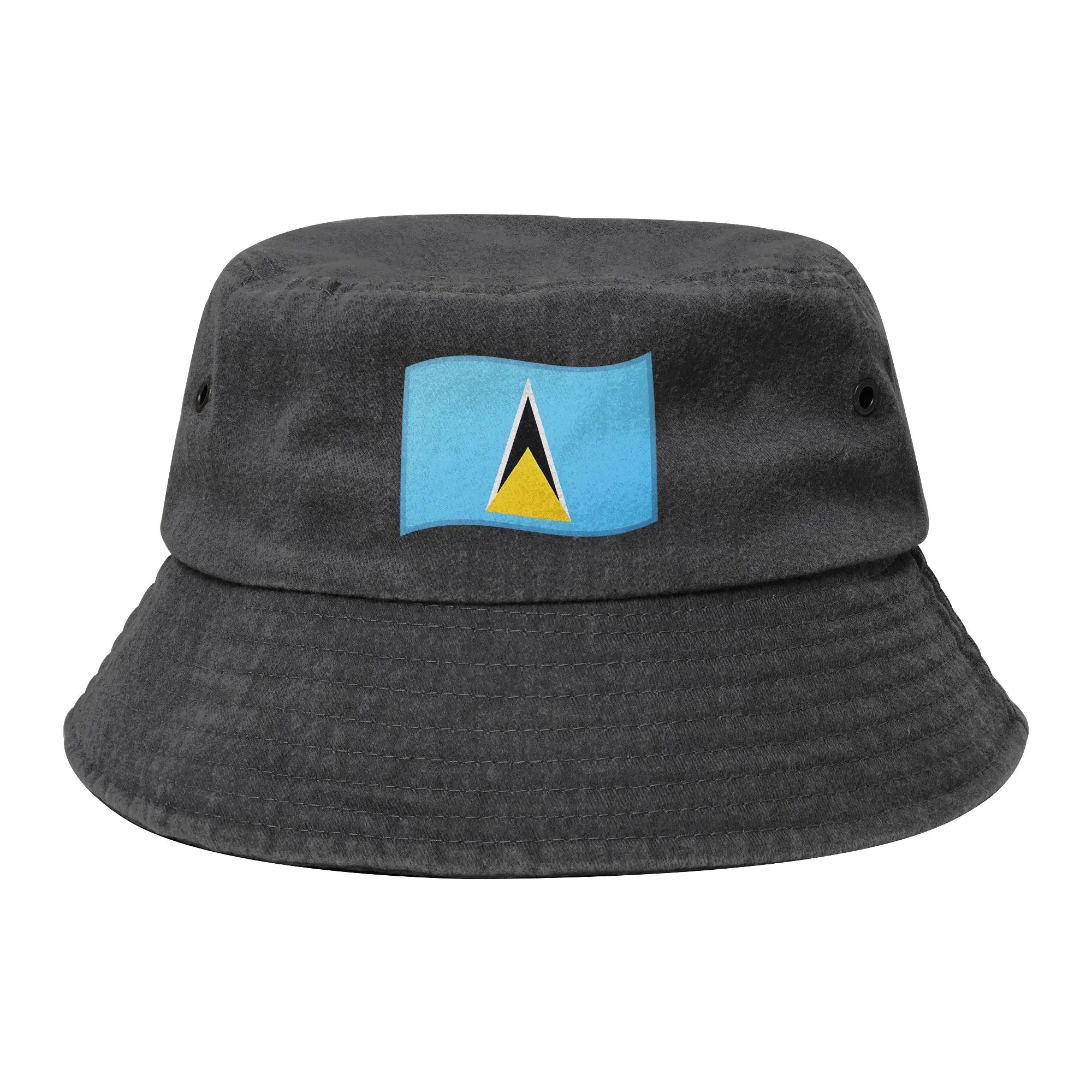 Chapeaux Bob Drapeau de Sainte-Lucie pour Femme, Chapeaux de Soleil Effet Vieilli et Délavé, Protection UV pour le Camping et la Pêche, Chapeau Boonie