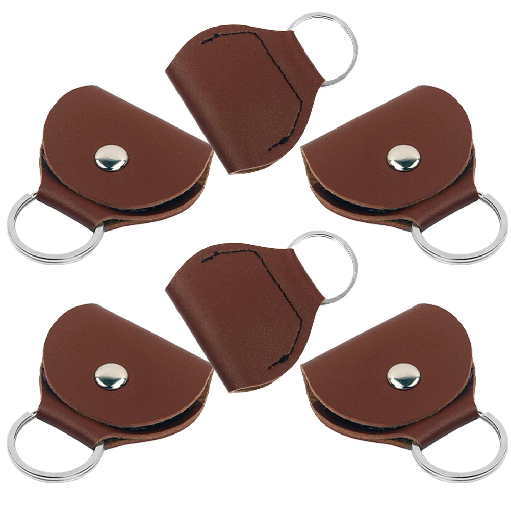 

Accessories Case Guitar Picks Storage Pouch Clip Brown Pu Holders
