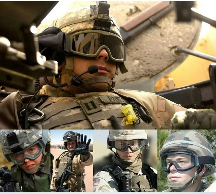 Airsoft Taktische Schutzbrille, 3-Linsen, winddicht, staubdicht, Schießen, Motocross, Motorrad, Bergsteigen, CS, sicherer Schutz – Detail 14