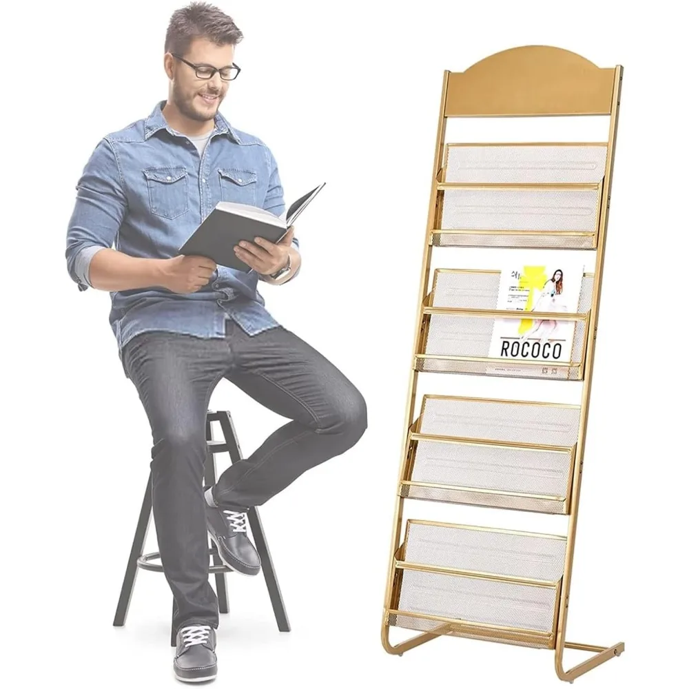 Display Stand,Standing Magazine Rack, Floor Stand Brochure Display Rack Literature Organizers for Reception Area/Waitin