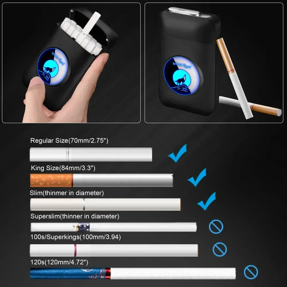 Innovative LED Light Screen Cigarette Box, USB Rechargeable Electronic Cigarette Lighter, Can Hold 19 Standard Cigarettes