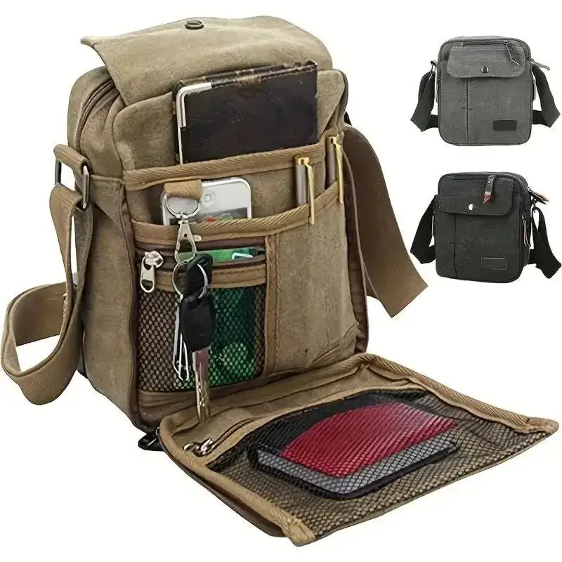 

Practical Design Square Bag, Zipper All-Match Travel Storage Casual Crossbody Bag Fashionable Men's