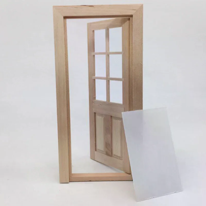 1/12 casa delle bambole in miniatura porta in legno non verniciata accessori fai da te giocattoli modello