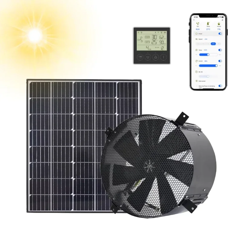 40W solar loft ventilation fan wall-mounted split monocrystalline solar panel extension cable commercial use