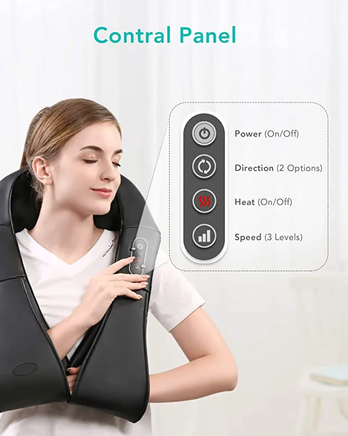 Rotación Cervical recargable y calor opcional, masajeador eléctrico inteligente para cuello y hombro