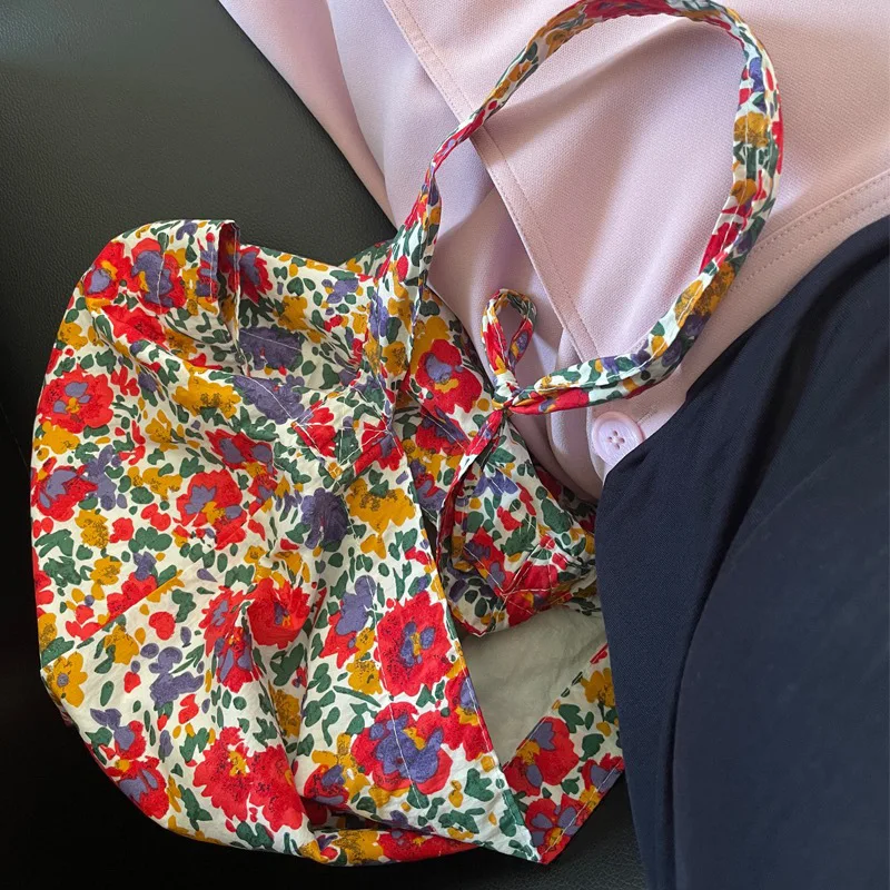 

Spring Summer New Sle Floral Print Cotton oulder Bag Slant Cross Thin Bag American Retro Sle Medium Size Daily Use