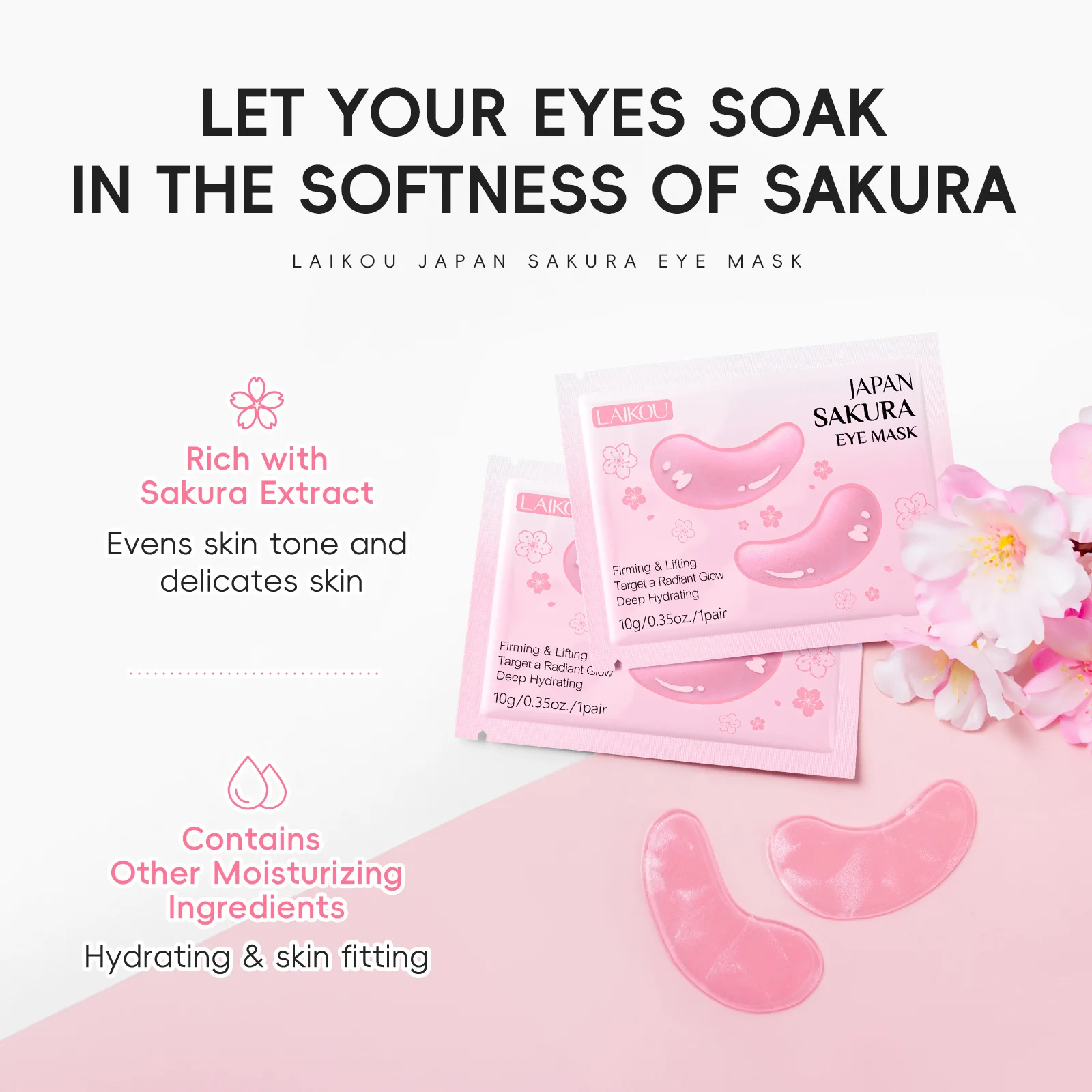 5/10 قطعة LAIKOU ساكورا قناع عين مكافحة الهالات السوداء إزالة عيون أكياس ترطيب ثبات العين بقع عيون منتجات العناية بالبشرة