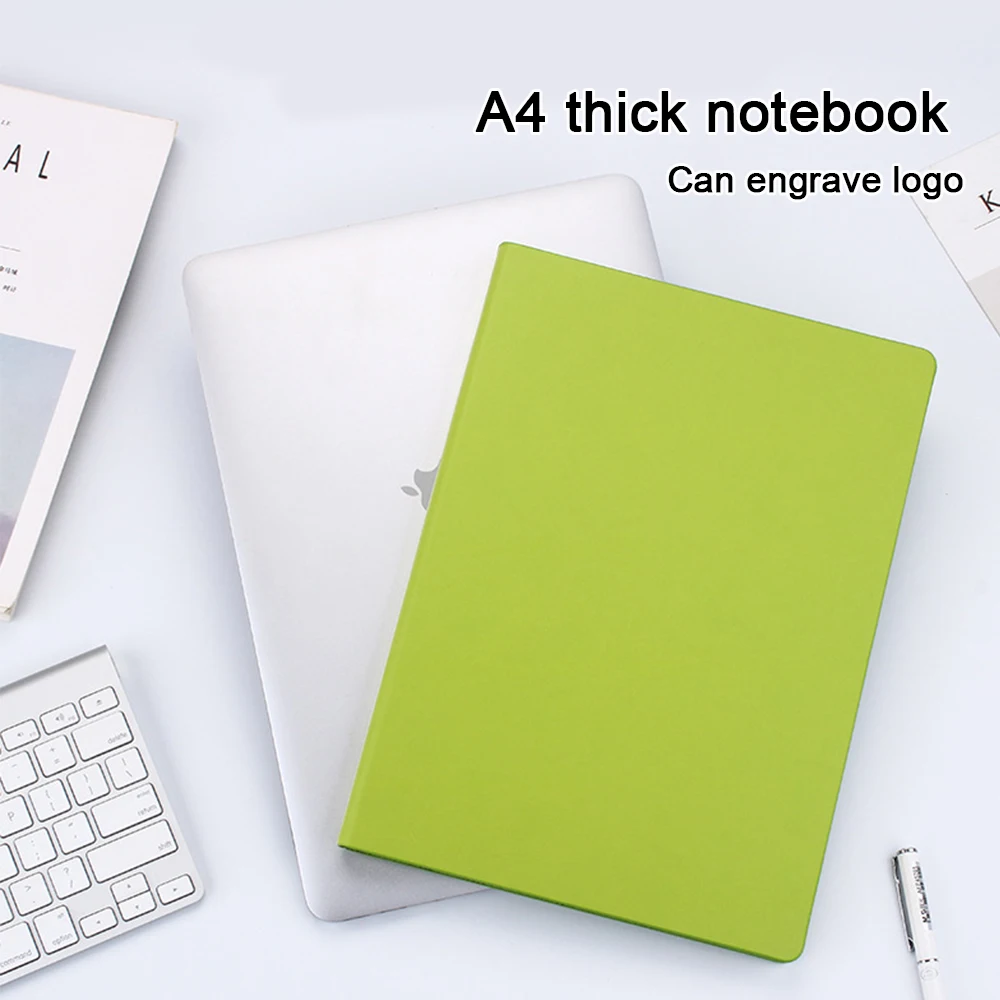 (Logo Can Engrave) A4 Thick Hard Cover Notebook, Student Subject Notebook, Large Notepad, Business Meeting Minutes, Lined Pages