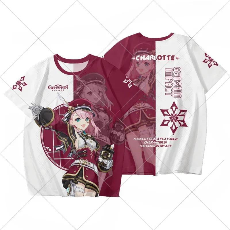 2025 yiyi2025yiyiGenshin Impact 3D T Shirt Donna Uomo Kinich Kachina Mualani Sigewinne Charlotte Arlecchino Clorinde Cosplay Anim