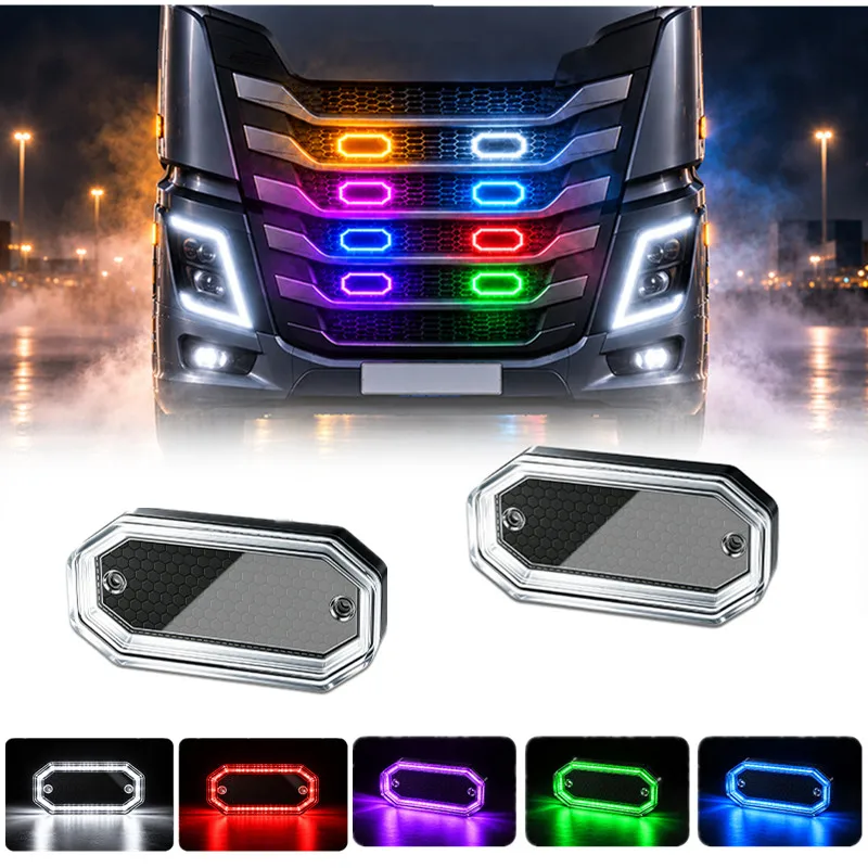 2PCS Round abyss LED Light Truck Car Turn Signal Strobe LED Light Dynamic Flashing Warning Light 12-24V for RV Lorry Side Lamp