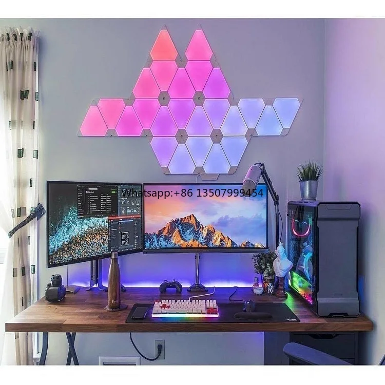 

RGB Triangle Ambient Panel Light Remote Controlled Diy Panel Light Modular Smart Wall Light 6pcs