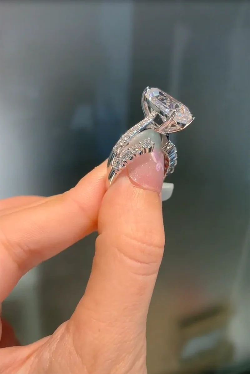 IGI Lab Growing Diamond Ring Pear shape D Color 1 2 3Ct Solid 18K White Gold  a set Ring Diamond wedding Factory Engagement Ring